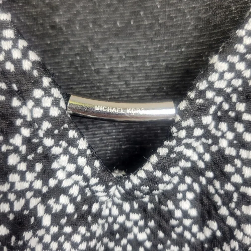 Michael Kors Black White Marled Top Wide Bell Sleeve Size XXL
